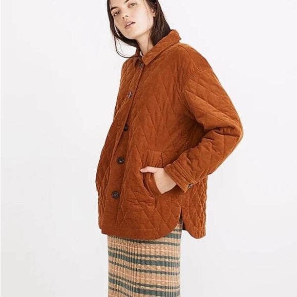 Madewell Sz S Quilted Corduroy Walton Shirt-Jacket Barn Coat Insulated Cotton - Picture 2 of 16